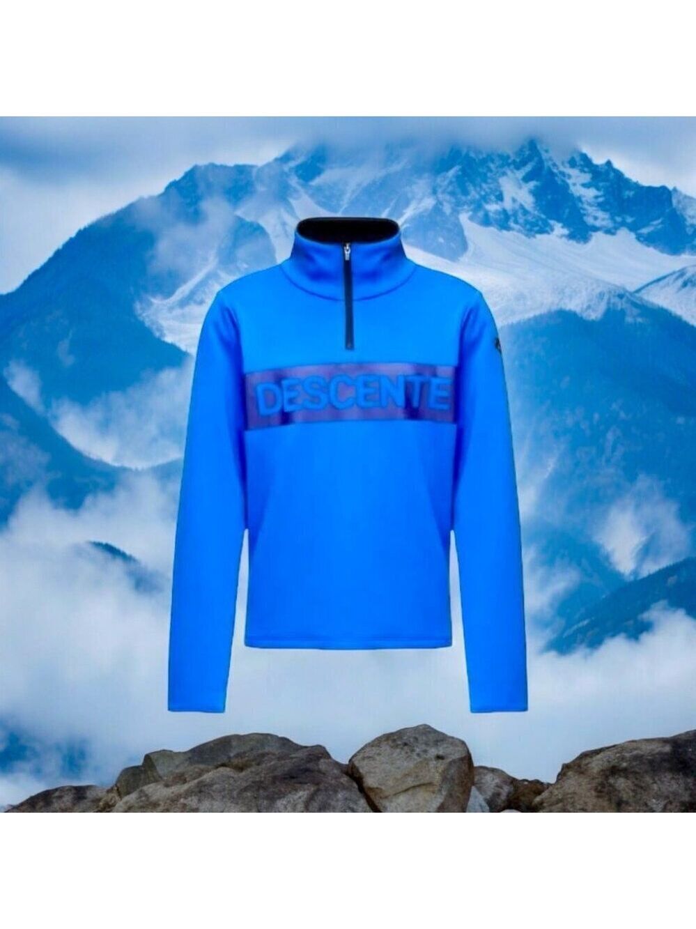 ** Descente Cobalt Blue Quarter Zip Logo Pullover Base Layer Size 16